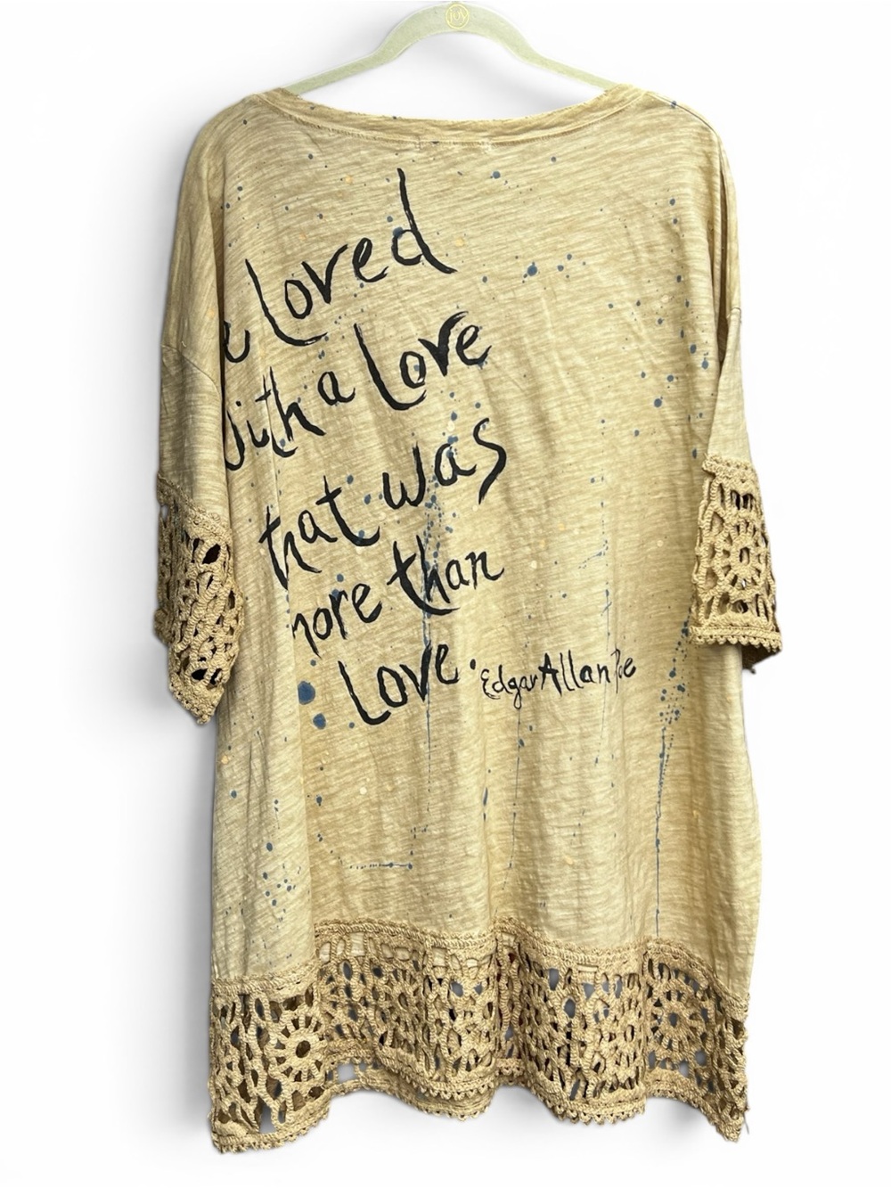 Jaded Gypsy Love Poetic Top Beige Edgar Allen Poe quote